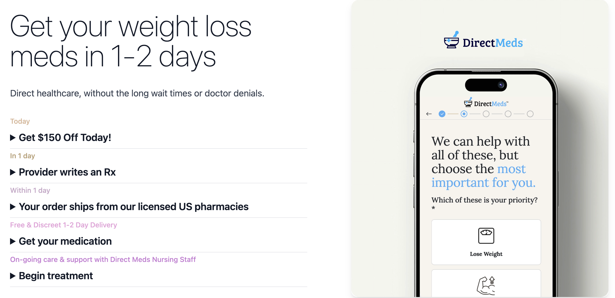 DirectMeds — Get your weight loss meds in 1-2 days, $150 Off Today, Free & Discreet Delivery