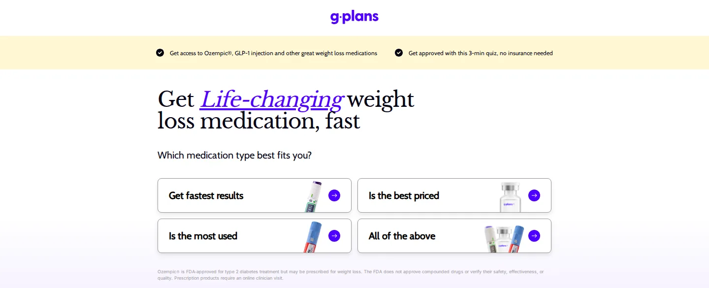 G-Plans Homepage — GLP-1 Weight Management Program