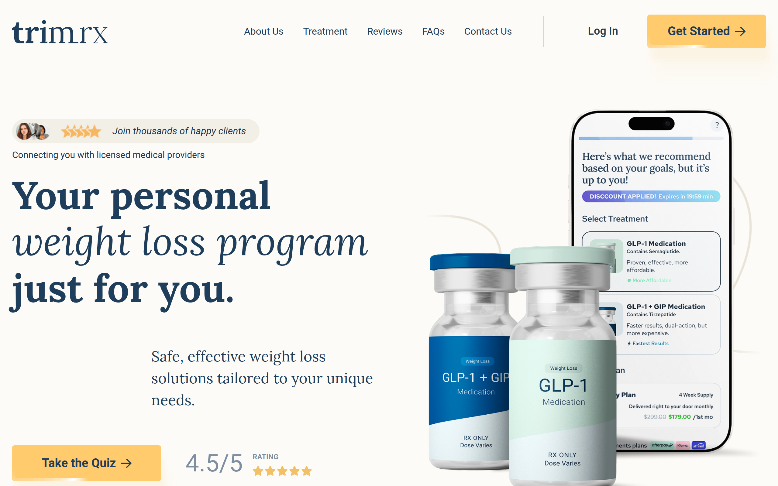 TrimRx Homepage — GLP-1 Weight Loss Provider